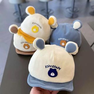 Mũ Lưỡi Trai Mềm Chất Nhung Tăm Mềm Đính Gấu Cho Bé 6m-2 Tuổi