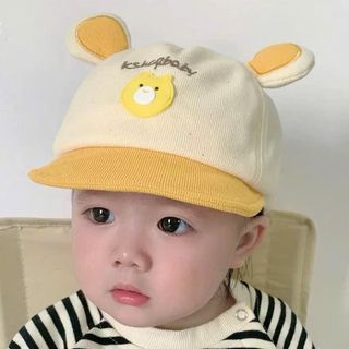 Mũ Lưỡi Trai Mềm Chất Nhung Tăm Mềm Đính Gấu Cho Bé 6m-2 Tuổi