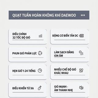 Quạt Cây Đối Lưu Daewoo DY-XF03 32 Cấp Gió Điều Khiển Từ Xa Động Cơ DC
