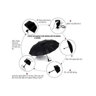 Ô Dù Tự Động Đóng Mở 2 Chiều 10 Nan Chống Tia UV, Dù Che Mưa Nắng, Ô Cầm Tay Gấp Gọn Tiện Lợi