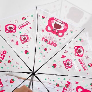TD565 Ô trong suốt gấp gọn, dù trong suốt cute, ô hello kitty, gấu dâu trong suốt gấp gọn thời trang