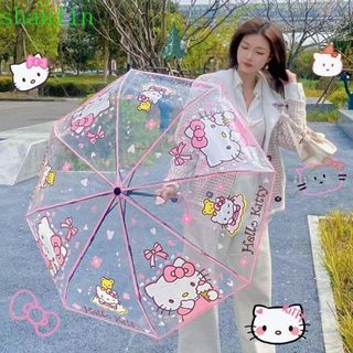 TD565 Ô trong suốt gấp gọn, dù trong suốt cute, ô hello kitty, gấu dâu trong suốt gấp gọn thời trang