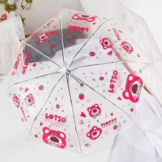 TD565 Ô trong suốt gấp gọn, dù trong suốt cute, ô hello kitty, gấu dâu trong suốt gấp gọn thời trang