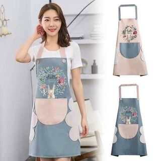 Tạp dề hoa hình thỏ có túi bụng chống thấm chống bắn lau tay tiện lợi - HM462