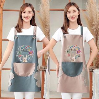 Tạp dề hoa hình thỏ có túi bụng chống thấm chống bắn lau tay tiện lợi - HM462