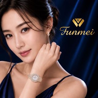 ĐỒNG HỒ NỮ CHÍNH HÃNG FUNMEI F2071 VÀNG ĐÍNH ĐÁ CZ FULLBOX TEM