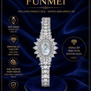 ĐỒNG HỒ NỮ CHÍNH HÃNG FUNMEI F5718  ĐÁ CZ HÌNH TRÁI TIM FULLBOX
