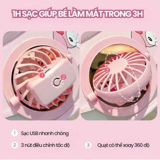 Mũ Chống Nắng Kèm Quạt USB 3 Tốc Độ Hoạ Tiết Dễ Thương Cho Bé.Nón Hở Chóp Vành Rộng Chống Tia UV UPF 50+