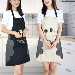 Tạp Dề Nội Trợ COOKING Áo Nấu Ăn Vào Vào Bếp Hình Đẹp Dễ Thương Có Túi Lớn Cho Nam Nữ Nhập Khẩu LIDORY