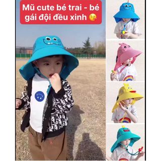 Mũ chống nắng, nón chống nắng, chống tia UV có lưới thoáng mát kèm còi đi biển cho bé trai, bé gái
