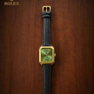 SĂN SALE MÙA HÈ ĐỒNG HỒ NỮ THỜI TRANG ROLXE DA ĐEN MẶT CHỮ NHẬT XANH