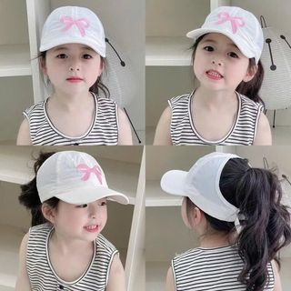 "Nón Kết Thêu Nơ Dễ Thương Cho Bé Gái 2-10 Tuổi - Mũ Lưỡi Trai Phong Cách Hàn Quốc"
