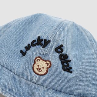 Mũ Bucket Trẻ Em Jean Thêu Gấu Lucky Baby, Mũ Tai Bèo Chống Nắng Có Dây Cho Bé Trai Bé Gái 1-5 Tuổi AB75