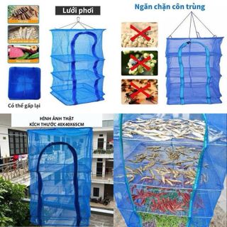 Lồng phơi thực phẩm 4 tầng sạch sẽ, gấp gọn tiện lợi - Kích thước 40x40x65cm - Chống ruồi, côn trùng - Thoáng khí - Gấp gọn - Tiện lợi