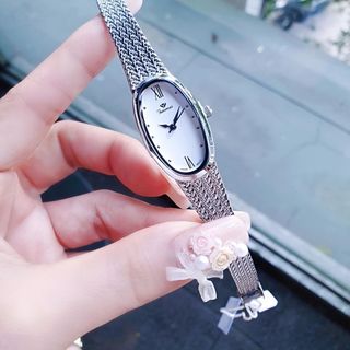 SET ĐỒNG HỒ NỮ CHÍNH HÃNG FUNMEI FL2147 MẶT OVAN DÂY LƯỚI LỤA FULLBOX