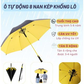 Ô Dù Che Mưa, Nắng 2 Lớp Chống Tia UV Cỡ Lớn Cán Dài Chống Gỉ Đóng Mở Tự Động