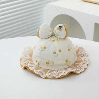Mũ trẻ em Thắt nơ trang trí hoa in ren bé gái Mũ chống nắng 1-4 tuổi - bancathegioi8386