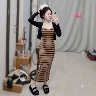 ĐẦM BODY 2 DÂY KÈM ÁO KHOÁC – TÔN DÁNG CỰC XINH