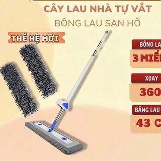 CÂY LAU NHÀ SAN HÔ TỰ VẮT 360 ĐỘ ( 1 cây + 3 bông lau )