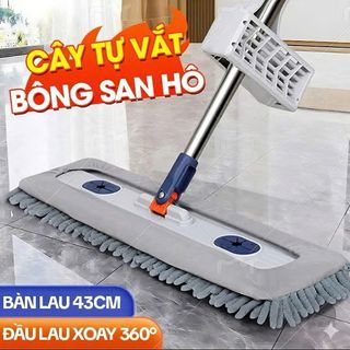 CÂY LAU NHÀ SAN HÔ TỰ VẮT 360 ĐỘ ( 1 cây + 3 bông lau )