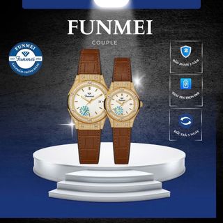 ĐỒNG HỒ NAM NỮ CHÍNH HÃNG FUNMEI F1503 VIỀN ĐÁ VÀNG FULLBOX