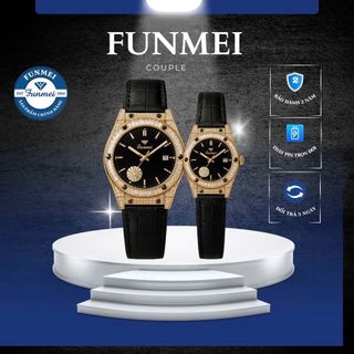 ĐỒNG HỒ NAM NỮ CHÍNH HÃNG FUNMEI F1503 VIỀN ĐÁ VÀNG FULLBOX