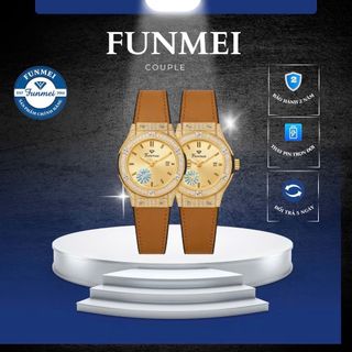 ĐỒNG HỒ NAM NỮ CHÍNH HÃNG FUNMEI F1503 VIỀN ĐÁ VÀNG FULLBOX
