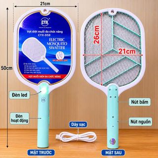 VỢT MUỖI ĐIỆN SẠC USB CÓ ĐÈN LED CYX-D59