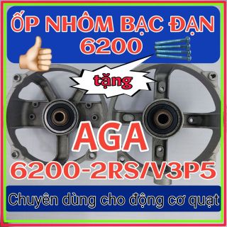 Ốp nhôm bạc đạn AGA 6200-2RS/V3P5, thay thế bạc thau, không cần bảo dưỡng tra dầu định kỳ, hoạt động với cường độ cao không lo bó bạc đứng cốt