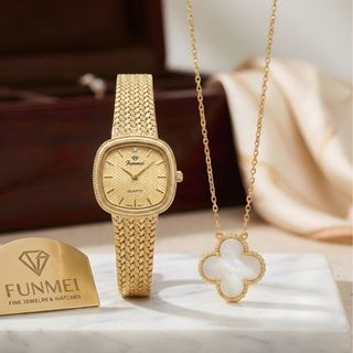 SET ĐỒNG HỒ NỮ CHÍNH HÃNG FUNMEI FL2109 MẶT VUÔNG TRƠN DÂY LƯỚI FULLBOX
