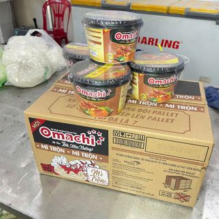 Mì trộn Omachi tô thịt xiên nướng - Thùng 12 Tô x 105gr