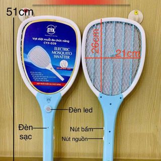 VỢT MUỖI ĐIỆN SẠC USB CÓ ĐÈN LED CYX-D39