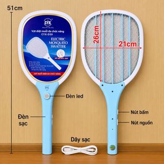 VỢT MUỖI ĐIỆN SẠC USB CÓ ĐÈN LED CYX-D39