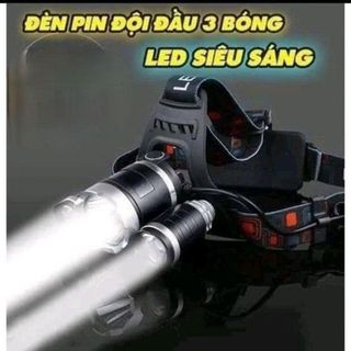 ĐÈN PIN ĐỘI ĐẦU 3 BÓNG LED SIÊU SÁNG PIN SẠC