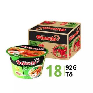 Mì tô Omachi vị Lẩu Tôm Càng - Thùng 18 Tô x 92g