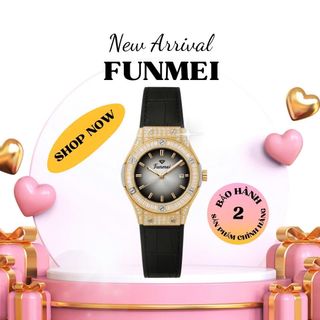 ĐỒNG HỒ NỮ CHÍNH HÃNG FUNMEI F1503 VIỀN ĐÁ VÀNG FULLBOX