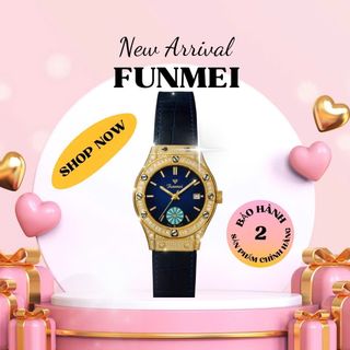 ĐỒNG HỒ NỮ CHÍNH HÃNG FUNMEI F1503 VIỀN ĐÁ VÀNG FULLBOX