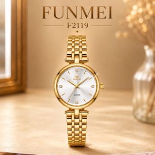 ĐỒNG HỒ NỮ CHÍNH HÃNG FUNMEI F2119 DÂY THÉP MẶT SAPHIRE FULLBOX