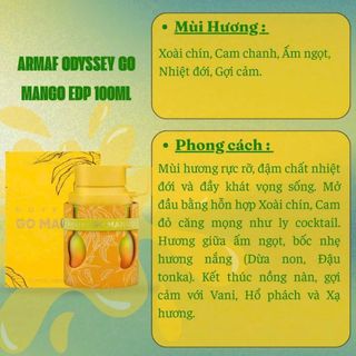 Nước Hoa Armaf Odyssey Go Mango Tropical Collection EDP 100ml | Hương Xoài Nhiệt Đới Tươi Mát, Ngọt Ngào