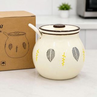 HỦ ĐỰNG MỠ NẮP LỚN KÈM MUỖNG 700ML (T32)