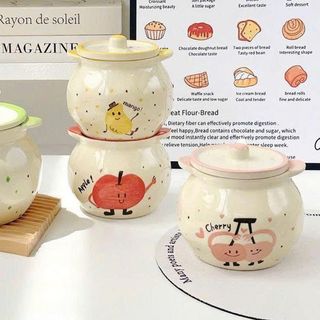 HỦ ĐỰNG MỠ SỨ HOẠ TIẾT CÓ 2 TAI 1200ml