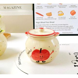 HỦ ĐỰNG MỠ SỨ HOẠ TIẾT CÓ 2 TAI 1200ml