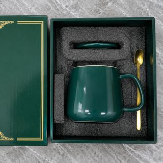 BỘ CỐC SỨ XANH IN LOGO QUÀ TẶNG KÈM MUỖNG (T42)