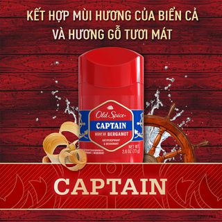 Lăn khử mùi Old Spice Captain Chính hãng Mỹ | Sáp khử mùi cơ thể cho Nam & Nữ, Hỗ trợ giảm tiết mồ hôi, Lưu hương lên tới 24H