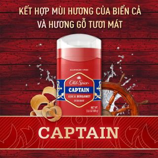 Lăn khử mùi Old Spice Captain Chính hãng Mỹ | Sáp khử mùi cơ thể cho Nam & Nữ, Hỗ trợ giảm tiết mồ hôi, Lưu hương lên tới 24H