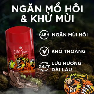 Lăn khử mùi Old Spice Bearglove Chính hãng Mỹ | Sáp khử mùi cơ thể cho Nam & Nữ, Hỗ trợ giảm tiết mồ hôi, Lưu hương lên tới 24H