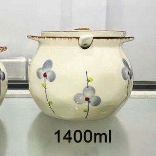 HỦ ĐỰNG MỠ SỨ HÌNH HOA CÓ 2 TAI 1400ml (T18)