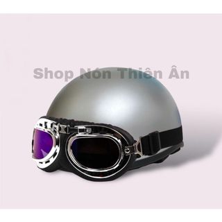 Nón Bảo Hiểm Kính Phi Công Nửa Đầu - Mũ Bảo Hiểm Sơn Nhám Kèm Kính UV - Thời Trang Hợp Với Nam & Nữ
