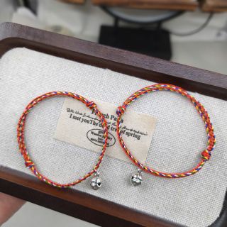 Vòng tay Ngũ Sắc Đỏ 2.0 mm phối charm sen treo size Chân, Vòng tay Phong Thủy bán đủ size, đủ màu