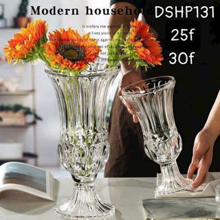 Lọ Hoa Thủy Tinh Trắng DSHP131 - 30F Loe Cao 30cm
